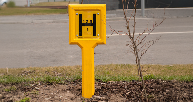 official yellow fire hydrant marker