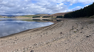 view of Backwater Reservoir levels very low