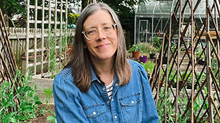 Influencer Julianne Robertson in her garden