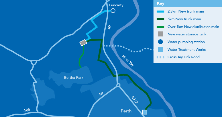 Map outlining various sections of Bertha Park Water Project