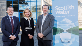 Scottish Water Chief Executive Alex Plant, Scottish Water Chair Deirdre Michie and Chief Executive Officer of ASC Bryan Snelling